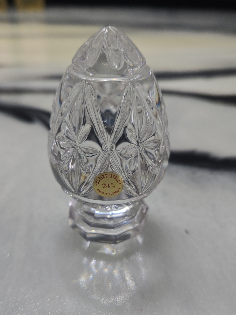 Vintage Bleikristall 24% Lead Crystal Footed Egg Paperweight